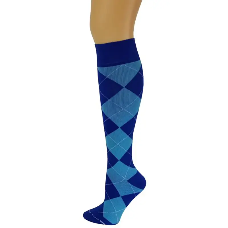 Geometric Cotton Compression Knee Socks for Women, Mild 8-15 mmHg Support with a Comfort Fit Non-Binding Band for Everyday Leg Relief