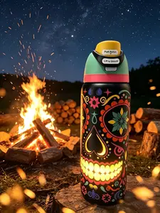 Owala 32oz Vacuum Flask, Sugar Skull Design, Glow-in-the-Dark Edition Kitchen Drinkware