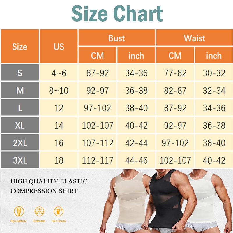 Men's Compression Shirt Body Shaper Vest Tight Tummy Underwear Tank Top Smoothing Chest Shapewear Breathable Workout Gym Tank Sports Clothing