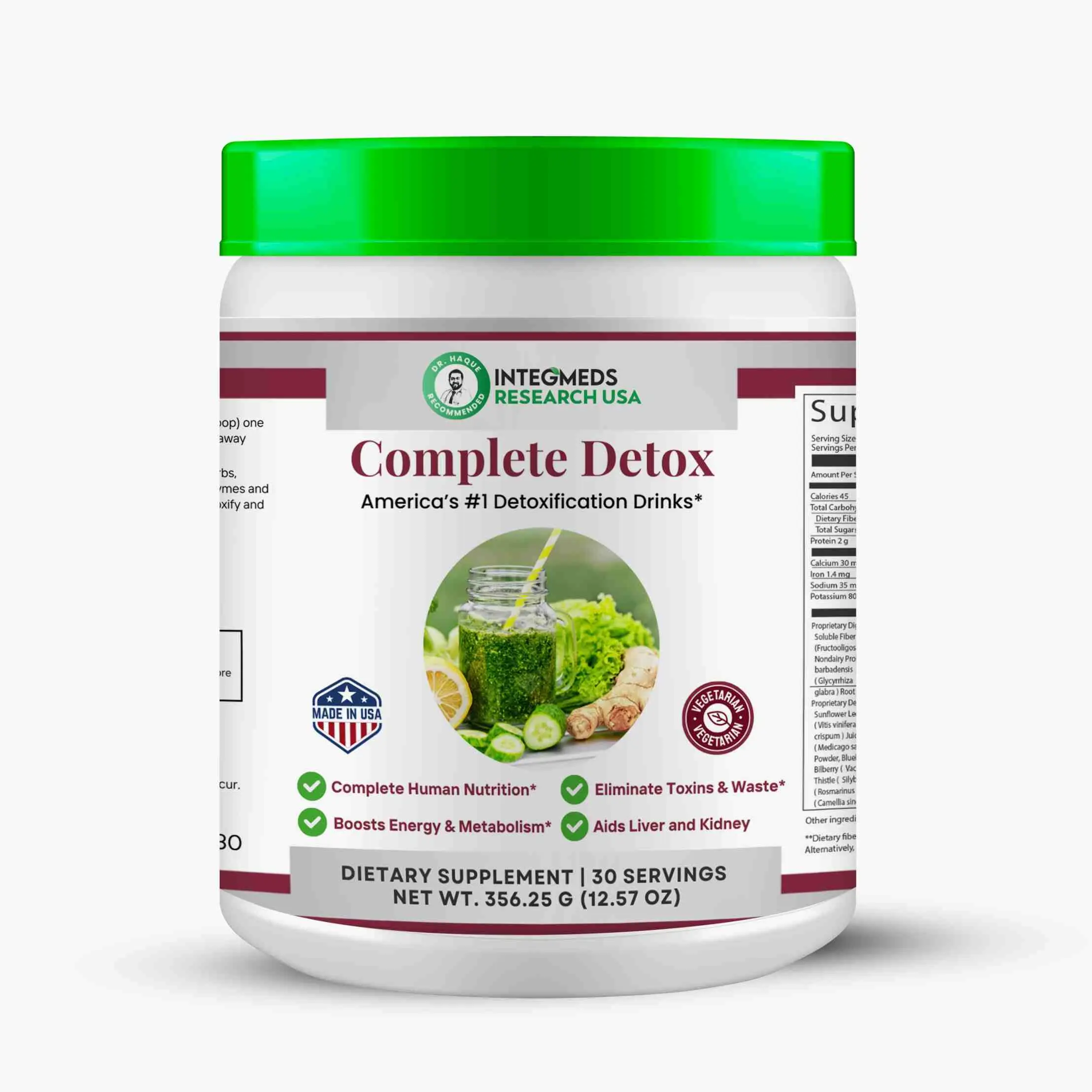 Integmeds Research USA Complete Detox Advanced Daily Cleanse & Rejuvenation Formula with Nutrient-Rich Vegetables Fruits Herbs Enzymes Probiotics & Superfoods for Liver & Kidney Health Healthcare Fitness Dietary Supplement