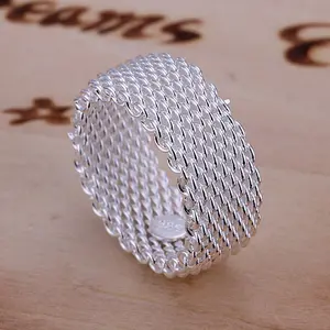 Fashion Sterling Silver Plated Flexible Band Plain Mesh Plated Finger Ring B2