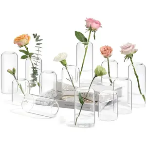 Small Flower Vase Set of 12, Glass Bud Vases in Bulk, Clear Vases for Flower, Decor Centerpiece for Bathroom, Decorative Vases for House Warming, Valentines' Day, Mother's Day, Thanksgiving Day