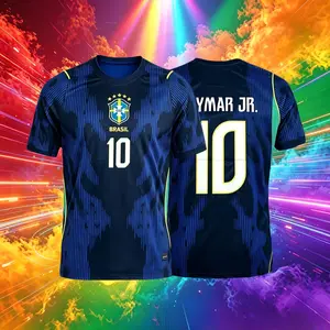 2026 Brazil National Away Blue Neymar Vini Raphinha Short Sleeve Soccer Jersey Fans Version