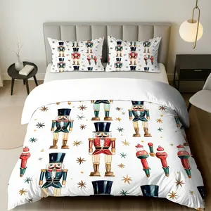3PCS Duvet Cover Set, 1 Duvet+2 Pillowcases(Without filler), Nutcracker Star Magic  theme, Christmas bedding set, Decorative Cozy Soft Suitable for decoration Bedroom Living Room Guest Room Hotel
