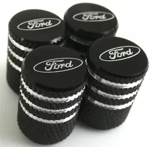 Ford 4x Metallic Black Tire Valve Stem Caps Universal Fit for Car Truck SUV Dust Proof Durable Aluminum Alloy Wheel Caps - Vehicle