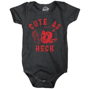 Cute As Heck Baby Bodysuit Funny Sarcastic Devil Graphic Novelty Jumper for Infants Funny Baby Onesies Funny Sarcastic Onesie Novelty Onesie Black -