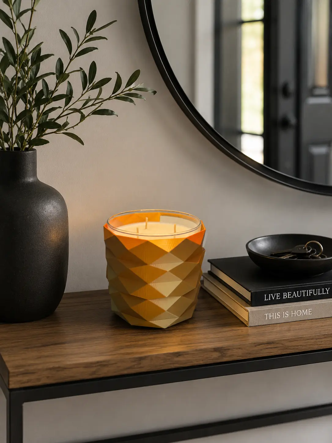Geometric Candle Sleeve for 3-Wick Candles | Fits 14.5 oz Candle