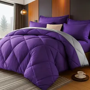 Minimalist Diamond Grid Comforter Set - Soft Microfiber Bedding (2/3pcs)