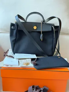 Pre-owned HERMÈS Hermes W11A23001! Herbag 31 Black Gold Shoulder Bag B Stamp Full Set October 2023 Receipt