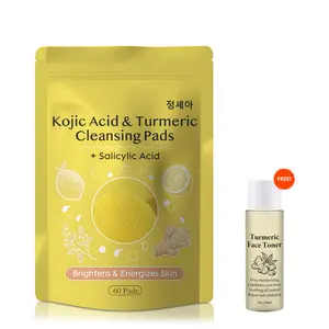 Buy one, get one free！Turmeric Kojic Acid Cleansing Pads – Gentle Exfoliation & Brightening for Dark Spots, Uneven Tone & Acne-Prone Skin | Turmeric Pads for Face Dark Spots, Sensitive & Oily Skin, Daily Skincare & Travel-Friendly