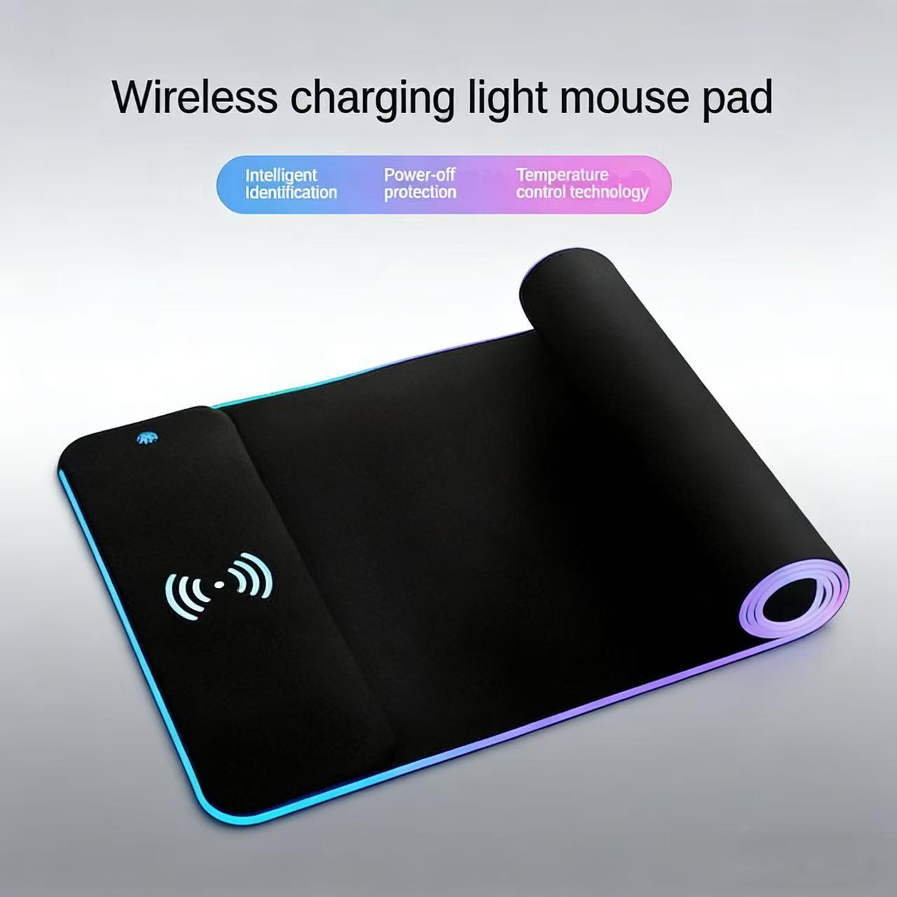 RGB Gaming Mouse Pad with Wireless Charging, Large LED Desk Mat with Multiple Light Modes, Non-Slip Base, Fast Charging Mousepad for iPhone/Android, Perfect for PC Gamers & Office Use