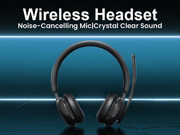 Dytole Wireless Headset with Mic for Work, Bluetooth 5.3 Headset with Noise Cancelling, Wireless Headphones with Mic & USB Dongle, 65H & Mute, Ideal for PC/Call Center/Computer/Laptop/Study