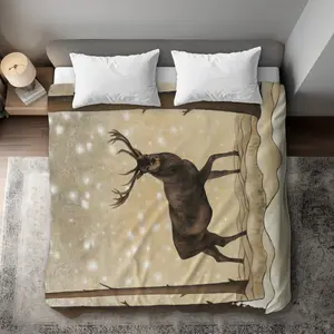 360 stand King Size Decorative Duvet Cover Set, Microfiber Face for Soft Warmth, Deer Print Winter Nature Scene Design, Neutral Beige Microfiber Bed Set Home Textile Bedding, Motif Duvet Covers