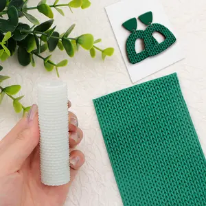 Polymer Clay Texture Roller,Non-Stick Embossing Tool for Polymer Clay,  for Clay Jewelry Making, DIY Craft Supplies, Knit Pattern Clay Texture Stamp for Earrings, Keychains(Olive Leaves)
