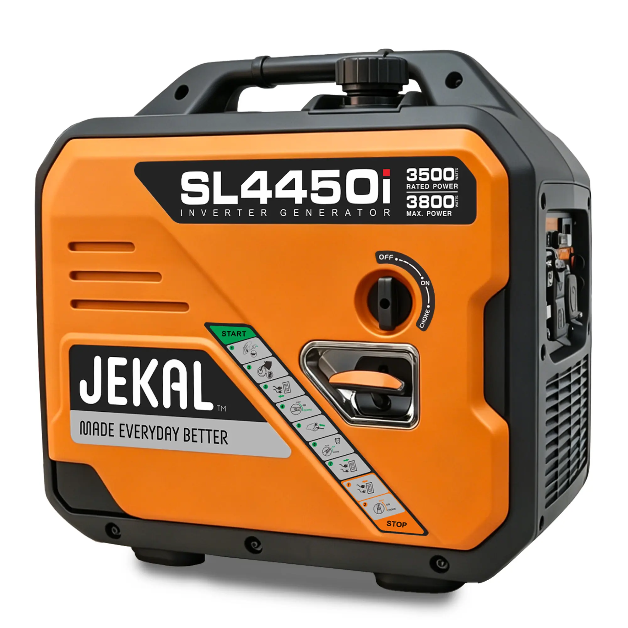 JEKAL 3800W High-Power Ultra-Quiet Inverter Generator - Portable Gas Power for Home Backup, Camping, RV & Jobsites, ECO Fuel-Saving, Clean Power for Sensitive Electronics