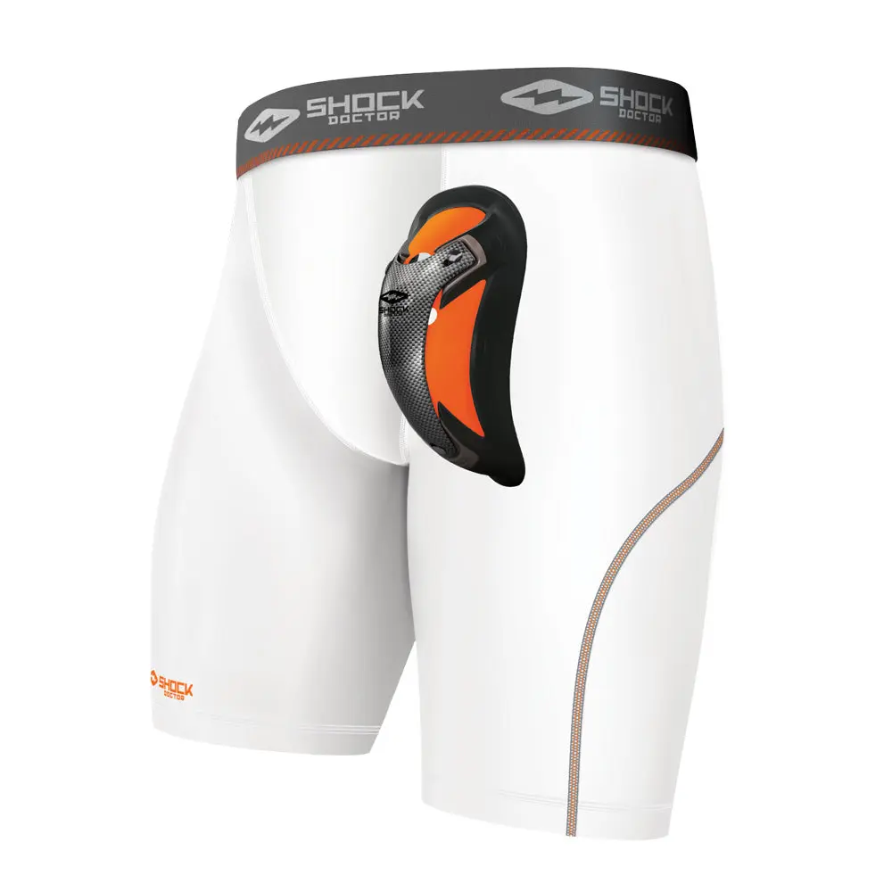 Shock Doctor Ultra Pro Compression Short with Ultra Cup - White Cycling Spandex Activewear for Summer - Elite Athlete Comfort & Protection