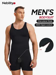 Nebility Men's  Upgraded New Fabric High Compression One-piece Shapewear U-Neck Men's Bodysuit With Abdominal Compression and Body Curves Improvement, Perfect for Gym & Workouts