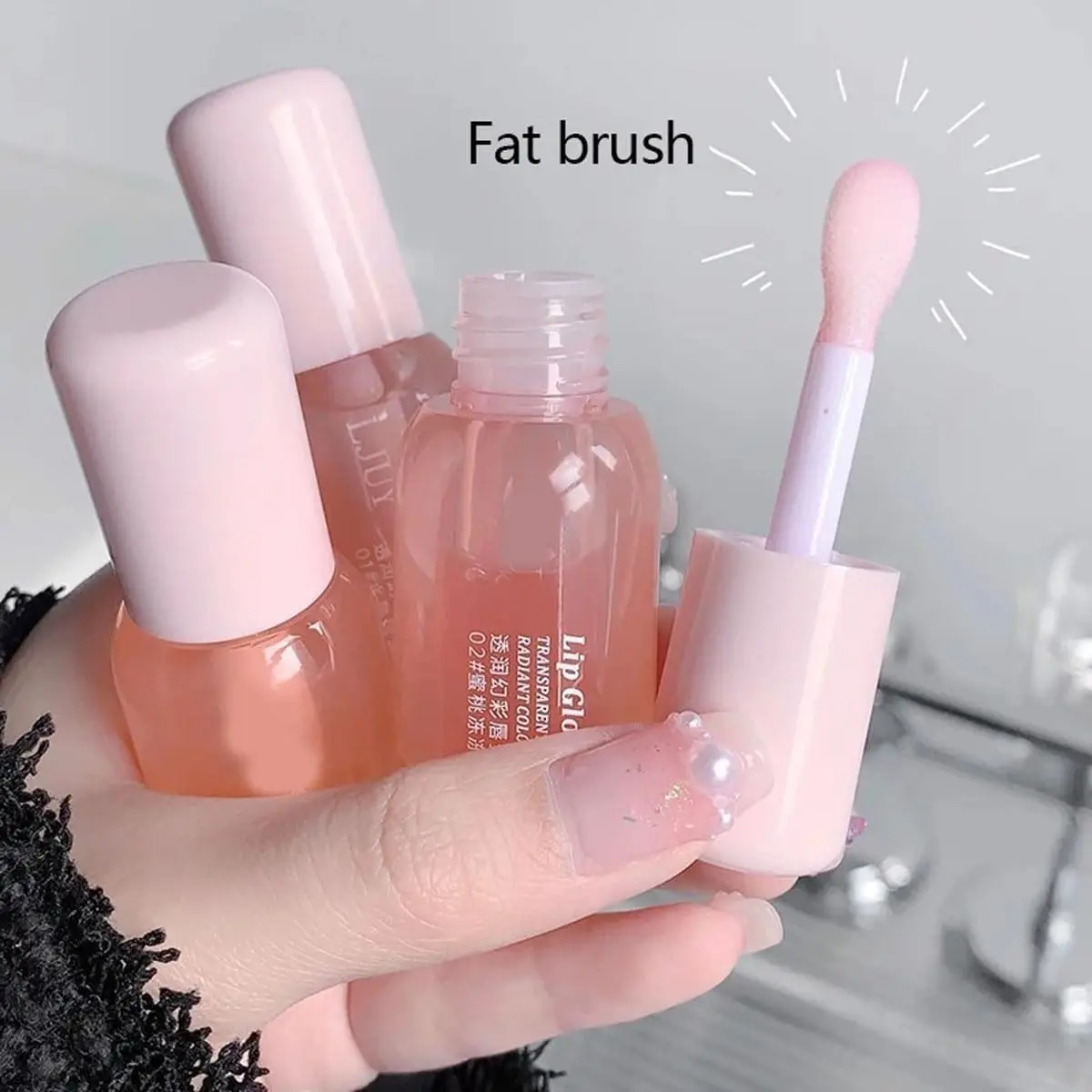 2Pcs Lip Gloss, Lipgloss for Women, Clear fruity scent Clear Lip Gloss for Girls, Hydrating Lip Oil Glossy Shiny Lip Care Set Shiny Lip Primer Lipgloss,Lip Care Makeup for Women and Girls Crystal