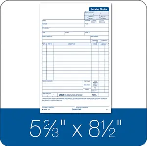 Adams Service Order Form 3 Part, Carbonless, 5 2/3"X9" Pack of 50