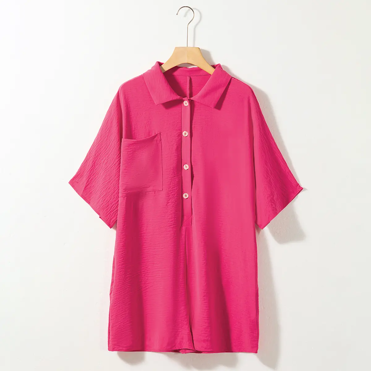 Asvivid Women's Minimalist Basic Half-Sleeve Shirt Romper - Solid Color Overalls, Button Collar, Pocket, Loose Casual Chic Vacation Jumpsuit#DealsForYouDays