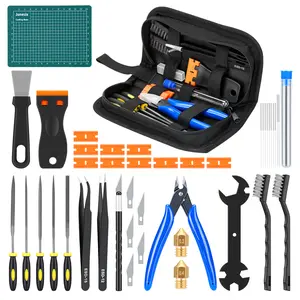 3D Printer Tools Kit with Storage Bag, 44PCS 3D Printing Accessories-Craft Knife, 5 Types of Files, Scrapers, Tweezers, Nozzle Cleaning, Finishing Tools, Cutting Mat & More, Starter Kit for Printing