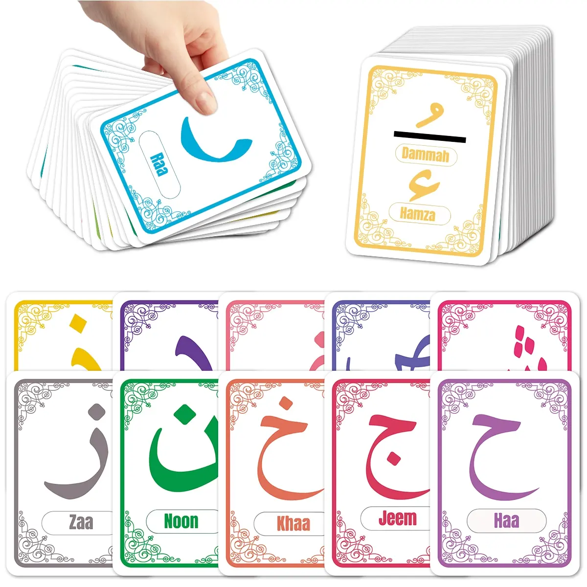 32pcs Arabic Alphabet Flash Cards, Arabic Alphabet Educational Flash Cards, Arabic Word Recognition Cards, Educational Flash Cards Great for Arabic Beginners, Flashcards Learning Alphabet, Flash Cards for Studying, Letter Flash Cards