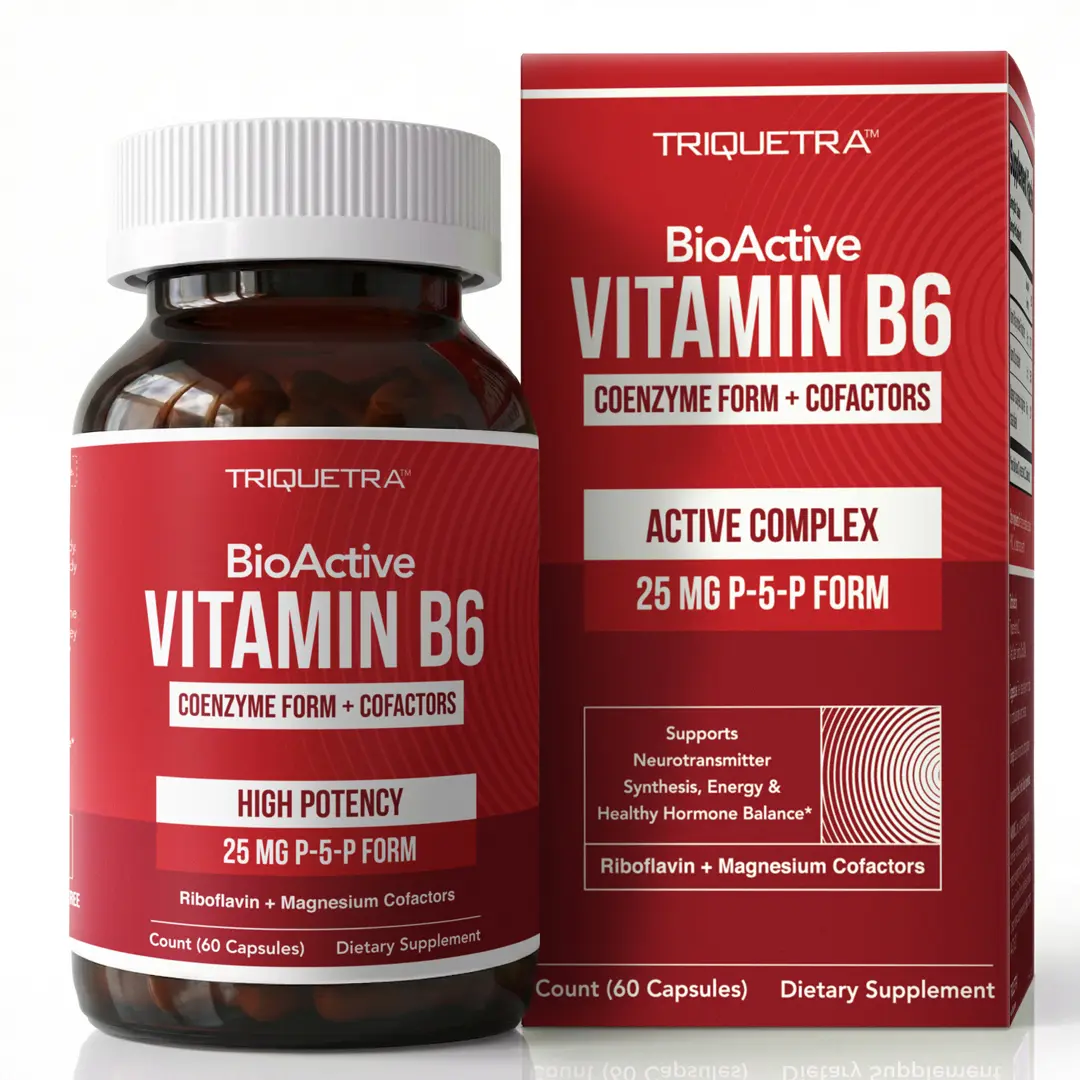BioActive Vitamin B6 25mg | Active P-5-P Form with Riboflavin & Albion Magnesium Cofactors | Complete B6 System | Non-GMO | 60 Capsules (2-Month Supply)