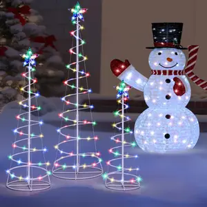 (3Pack) Spiral Christmas Tree Lights, 218 LED Outdoor Lighted Tree with Star Topper & Stakes, Christmas Decorations -  Multicolor