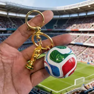 2026 Soccer Souvenir Keychain Set, Hercules Cup & Match Ball Pattern, Premium Sports Fan Bag Pendant Gifts