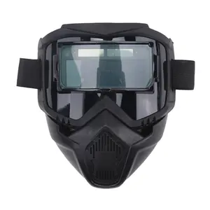 PC Auto Darkening Welding Glasses with Adjustable Strap & Removable Lens Anti-Splash Face Shield for Arc MIG TIG Welder