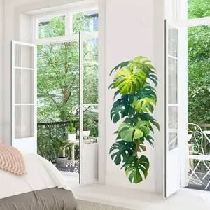 Large Monstera Leaf Wall Decal, Tropical Plant Leaves Wall Sticker, Jungle Design Room Decor Sticker, Decorative Wall Sticker