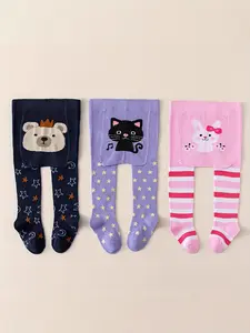 Cute Animal Pattern Baby Onesies, Warm and Comfortable, Tight Fit, Soft Material, Ideal for Daily Wear, Pack of 3