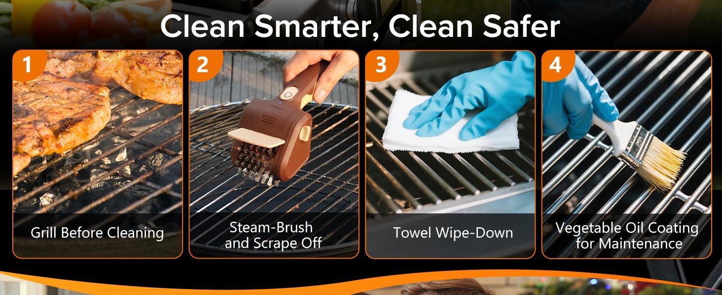 2026 Upgraded BBQ Grill Brush for Outdoor Grill, Cordless Electric Grill Cleaner, Rechargeable Grill Cleaning Tool