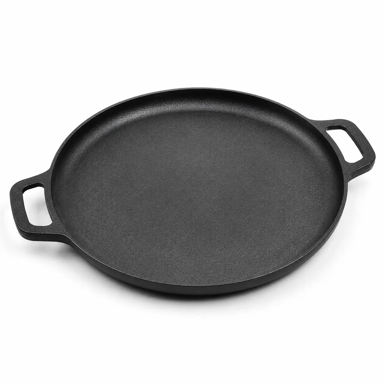 11 Inch Cast Iron Griddle Pan, Round Flat Skillet with Dual Handles for Eggs, Bacon, Pancakes, Crepes & Pizza Cookware