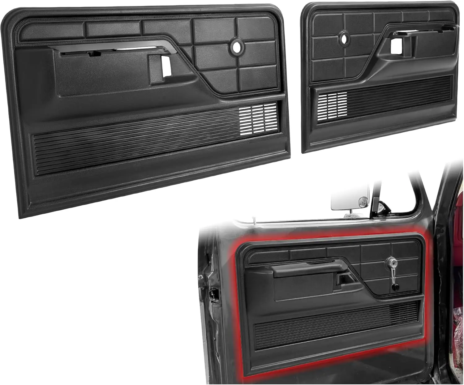 Front Inner Door Panels Set Compatible with 1973-1979 Ford F100 F150 F250 F350 Bronco Door Trim Panel 2PCS Interior Automotive