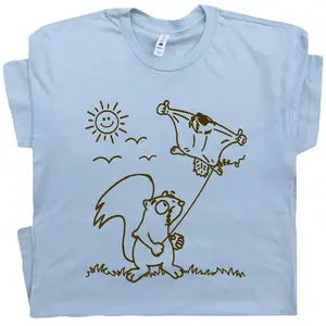 Flying Squirrel T Shirt Funny Shirts for Men Women Kids Cool Graphic Tee Cute Squirrel Shirts Vintage T Shirt Retro Cartoon Unique Design