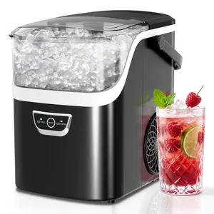 Nugget Countertop Ice Maker with Soft Chewable Ice, 34Lbs/24H, Ice Ready in 5 Mins,  Xbeauty Portable lce Machine with lce Scoop, Self-Cleaning Compact Ice Machine with Ice Scoop & Basket, Water/Ice Full Alerts for Home, Kitchen, Office, Party