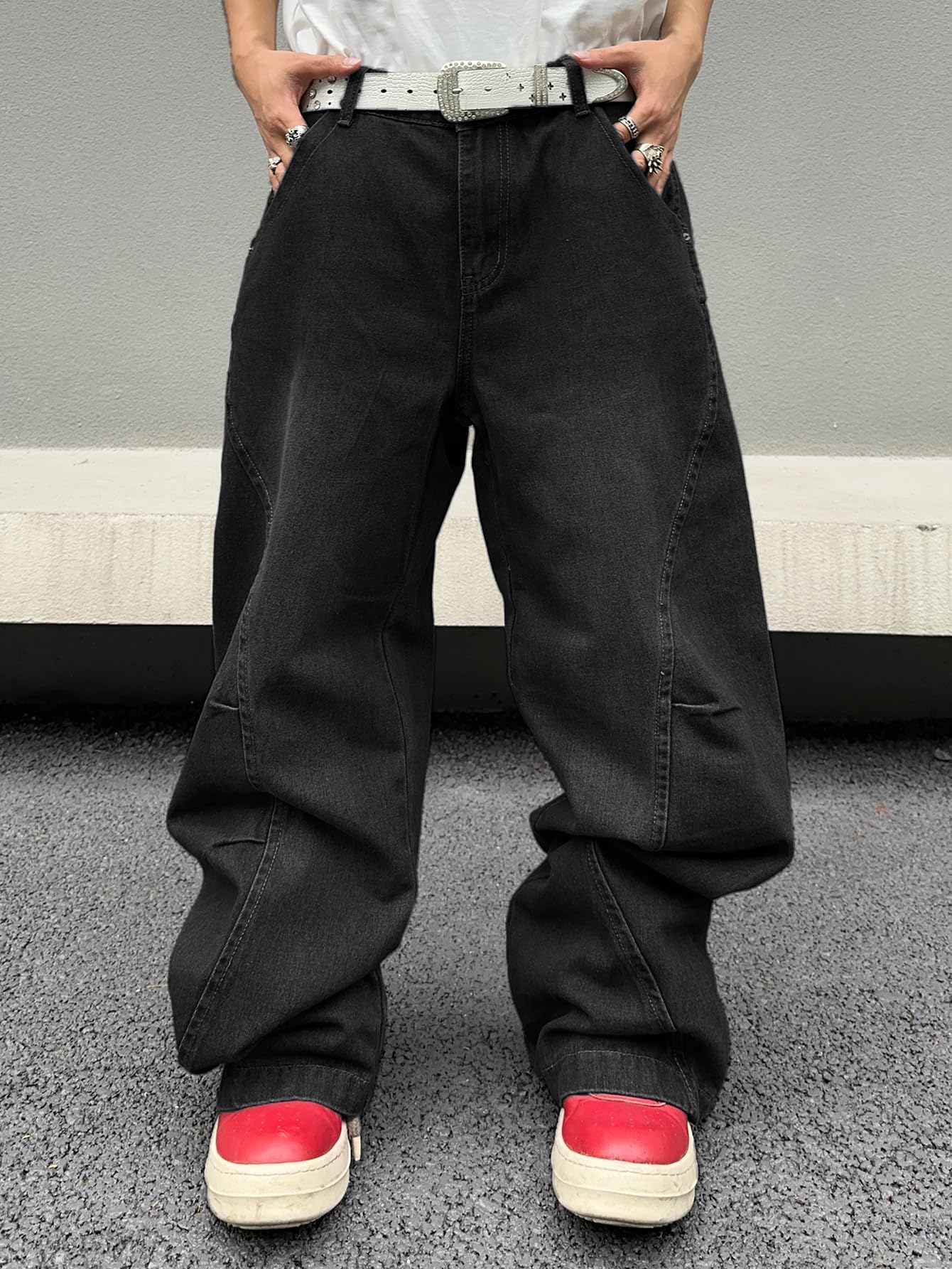 Baggy Jeans for Men with Irregular Seams, Inspired by Y2K Hip Hop Style, Featuring Wide Legs And a Casual Loose Fit, Perfect for Streetwear Pants