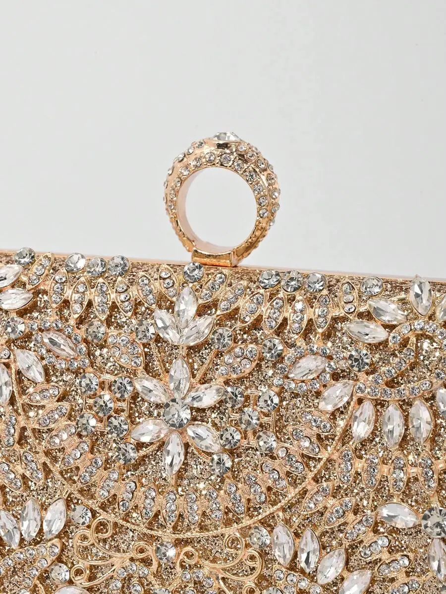 Womens Crystal Evening Clutch Bag, Luxury Glitter Box Handbag for Wedding, Prom, Party, Formal Event Purse