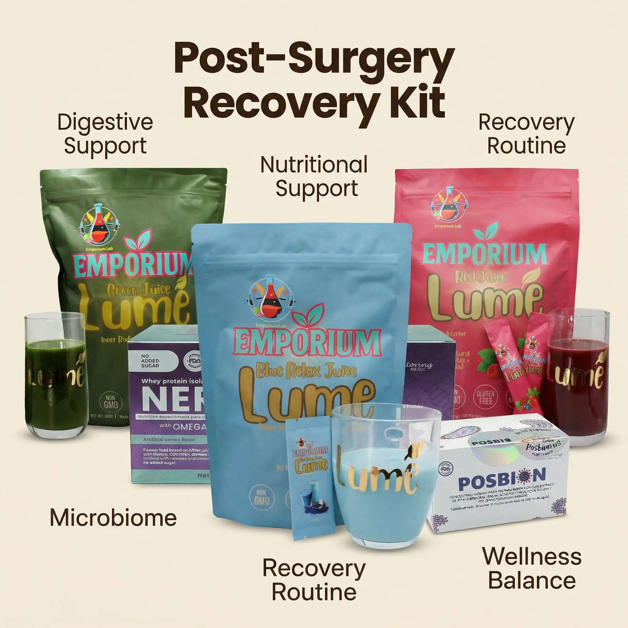 Kit Bienestar Integral | Blue, Green & Red Juice + Ner+ Proteína +POSBION BPL1® HT