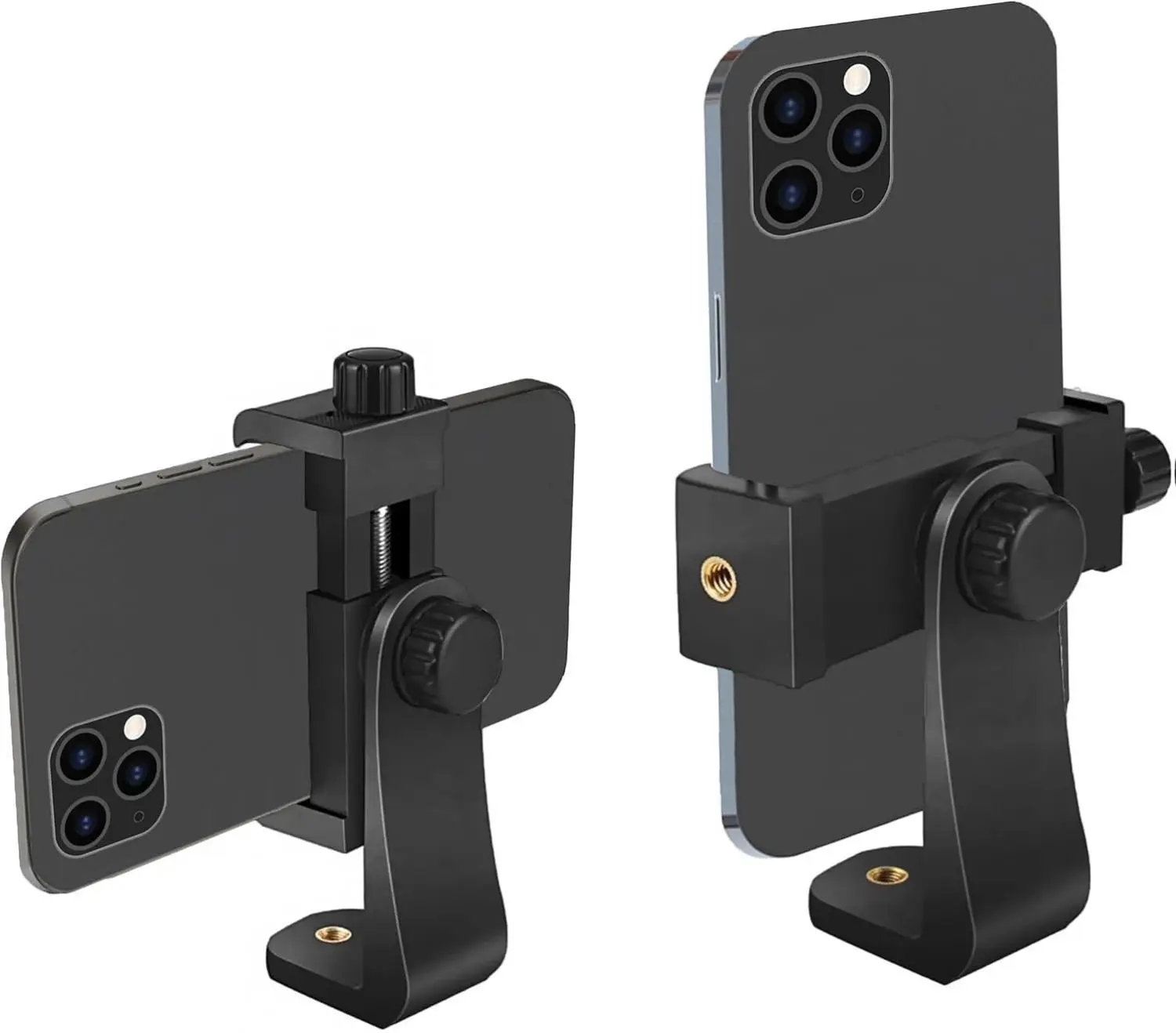 Retractable Portable Mobile Phone Holder - Compact Swivel Stand, 1/4-in Screw, Easy Installation, Vertical-Horizontal Tripod Mount Adapter, Padded Adjustable Clip, Live View Compatible for iPhone, Android, Periscope, Selfie Stick, Camera Stand Accessories