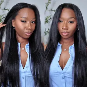 【Blend Natural】UNice Upgrade V Part Glueless Kinky Straight Human Hair Wig with Drawstring No Leave Out Beginner Friendly Easy to Install #greenish #TikTokShopSpringGlowUp