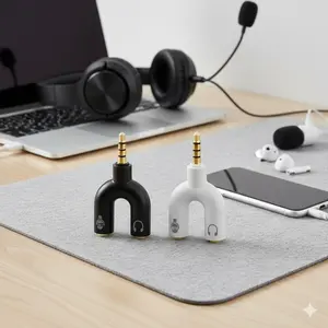 3.5mm Stereo Audio Splitter Cable 1 to 4 Port Headphone Adapter Compatible with PC Laptop Smartphone MP3 Player for Music Sharing Party Travel AUX Accessories