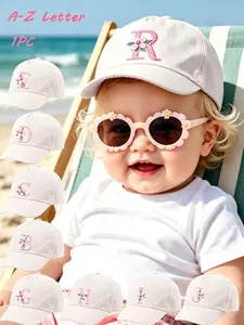 1pc Cute Floral A-Z Letter Toddler Baseball Cap, 1-3Y Adjustable Sun Hat For Baby Girls, Sweet Style Cap For Daily, Beach & Baby Shower Gifts