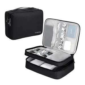 LENTION Cable Electronics Organizer Bag Pouch, Waterproof Travel Accessories Carry Case Double Layers for iPad Mini, Cables, Charger, Power Bank, Earbuds and more