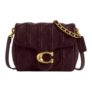 COACH Tabby 20 Crossbody Bag for Women – Metallic Logo Closure, Nappa Leather, Small Size, Merlot Color