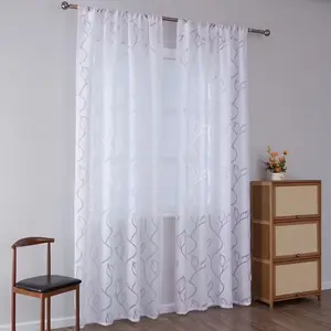 1pc European Style Curtain, Leaf Bubble Pattern, Rod Pocket Installation, Suitable for Living Room and Bedroom, Minimalist Korean Design, Window Curtain