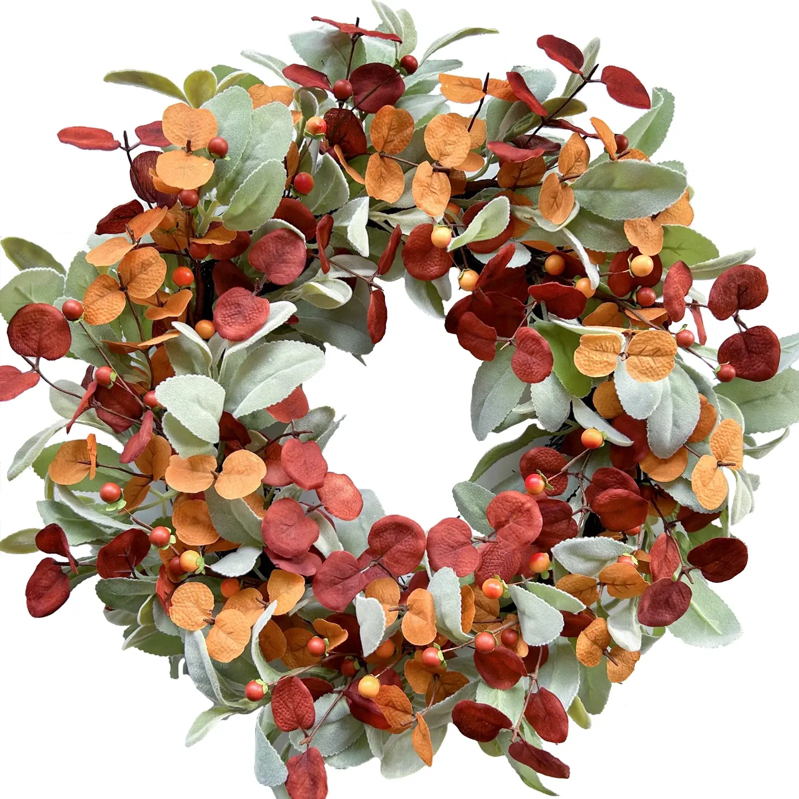 Fall Wreath with Leaves and Berries