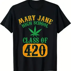 100% Cotton Men'S 420 Graphic T-Shirt, 100% Cotton Fabric, Round Neck, Short Sleeve