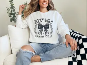 Spooky Witch Social Club Sweatshirt, Comfort Colors, Halloween Sweatshirt, Fall Sweatshirt, Halloween Crewneck Sweatshirt